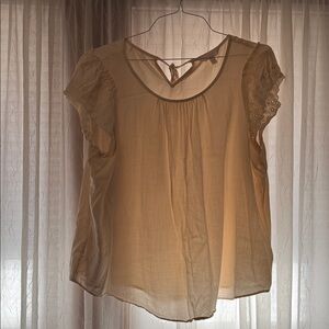 LC Lauren Conrad off white Women’s Sz XXL Detailed Flutter Cap Sleeve Neck Tie.